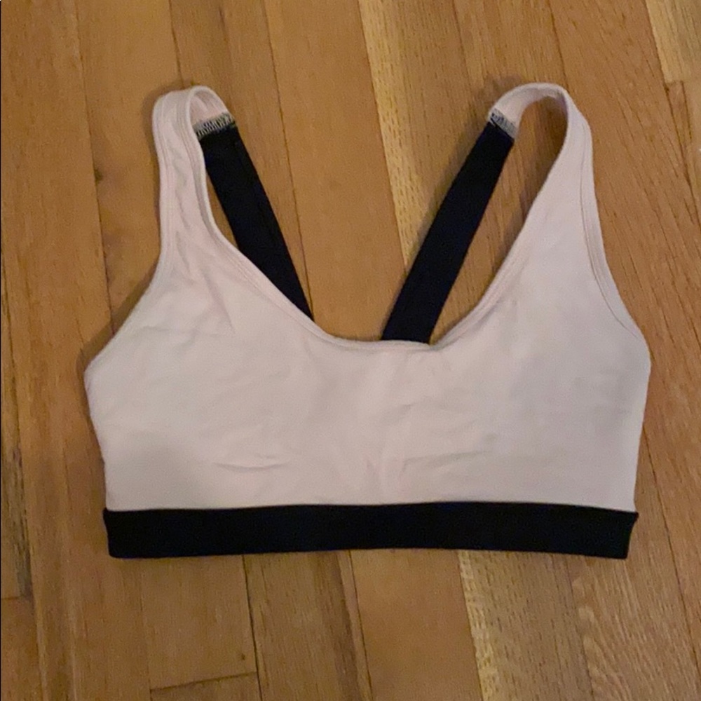 Pink and black sport bra